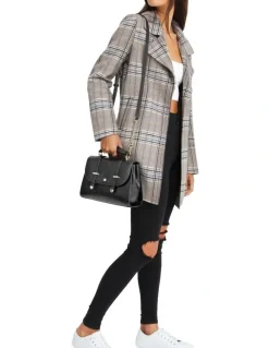 Belle & Bloom Ex-Boyfriend Wool Blend Jacket in Oat Plaid