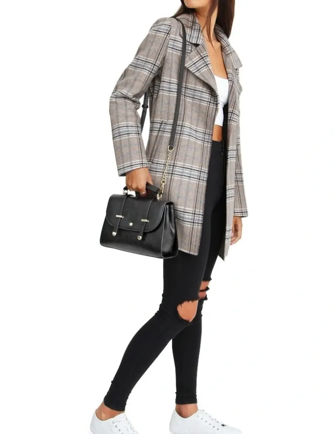 Belle & Bloom Ex-Boyfriend Wool Blend Jacket in Oat Plaid