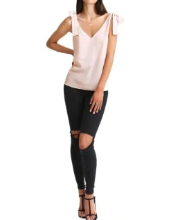 Belle & Bloom Feel For You V-Neck Top in Blush