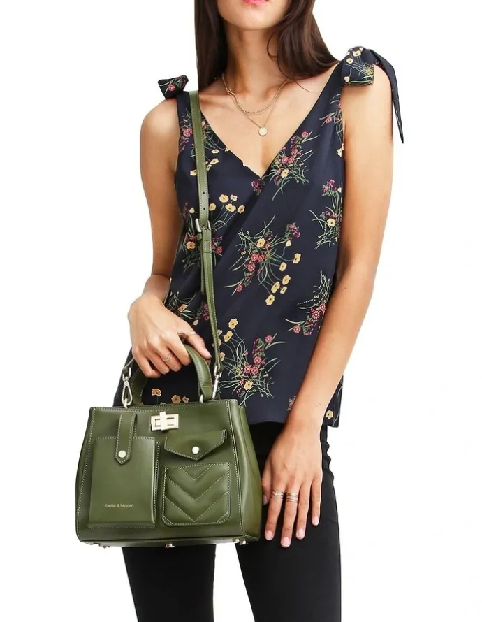Belle & Bloom Feel For You V-Neck Top in Navy