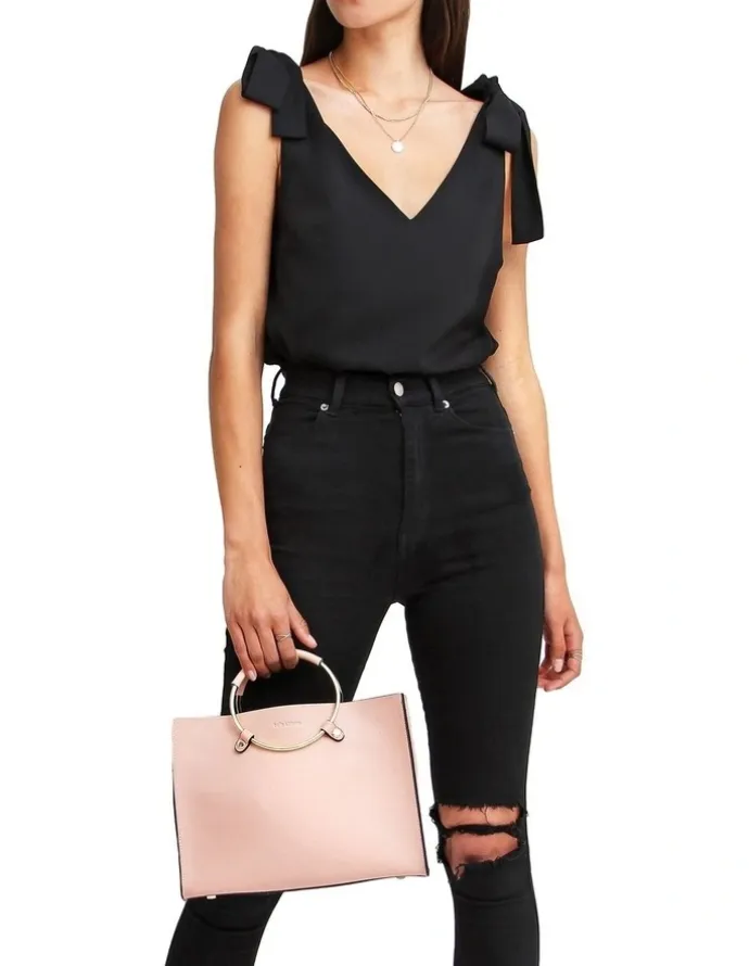 Belle & Bloom Feel For You Black V-Neck Top in Black