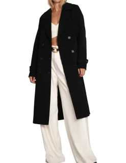 Belle & Bloom Front Runner Belted Coat in Black