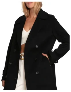 Belle & Bloom Front Runner Belted Coat in Black