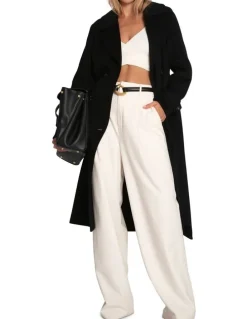 Belle & Bloom Front Runner Belted Coat in Black