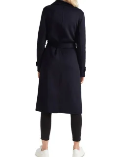 Belle & Bloom Front Runner Belted Coat in Navy