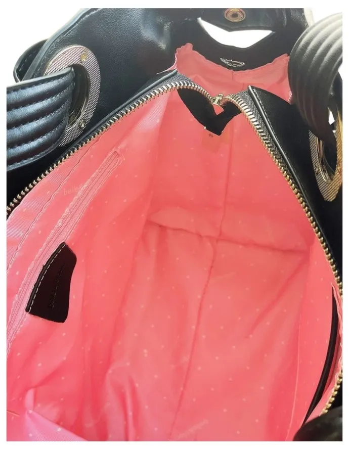 Belle & Bloom Heart Of Gold Leather Shoulder Bag in Black