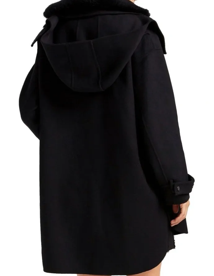 Belle & Bloom Heavy Hearted Detachable Hooded Coat in Black