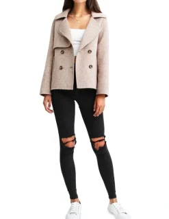 Belle & Bloom I'm Yours Beige Wool Blend Peacoat
