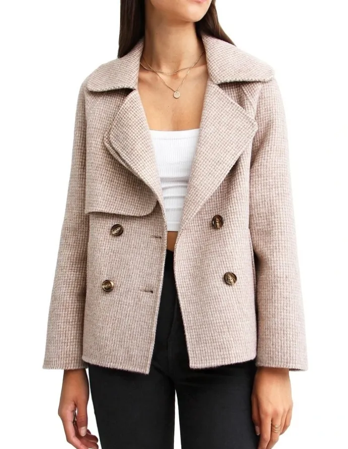 Belle & Bloom I'm Yours Beige Wool Blend Peacoat