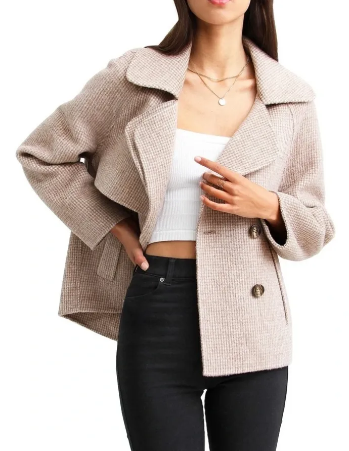 Belle & Bloom I'm Yours Beige Wool Blend Peacoat