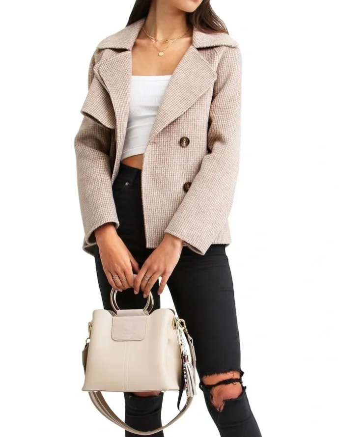 Belle & Bloom I'm Yours Beige Wool Blend Peacoat