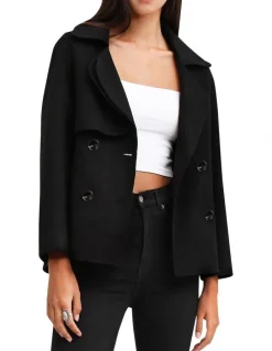Belle & Bloom I'm Yours Black Wool Blend Peacoat in Black
