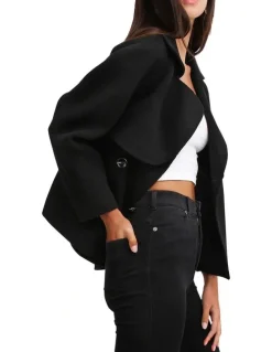 Belle & Bloom I'm Yours Black Wool Blend Peacoat in Black