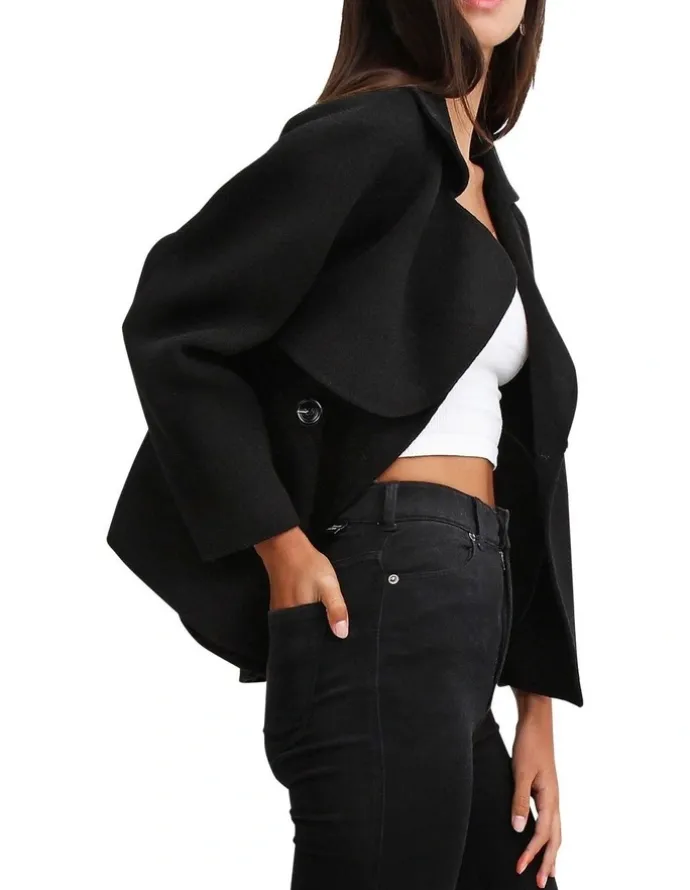 Belle & Bloom I'm Yours Black Wool Blend Peacoat in Black