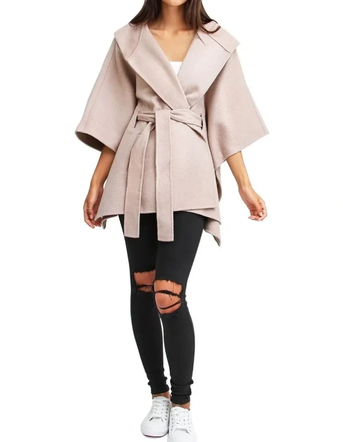 Belle & Bloom Jackson Landing Wool Blend Cape Coat Sand