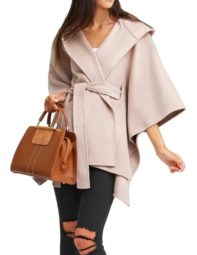 Belle & Bloom Jackson Landing Wool Blend Cape Coat Sand