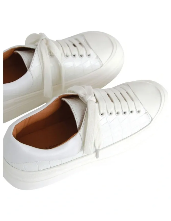 Belle & Bloom Just A Dream White Croc Leather Sneaker