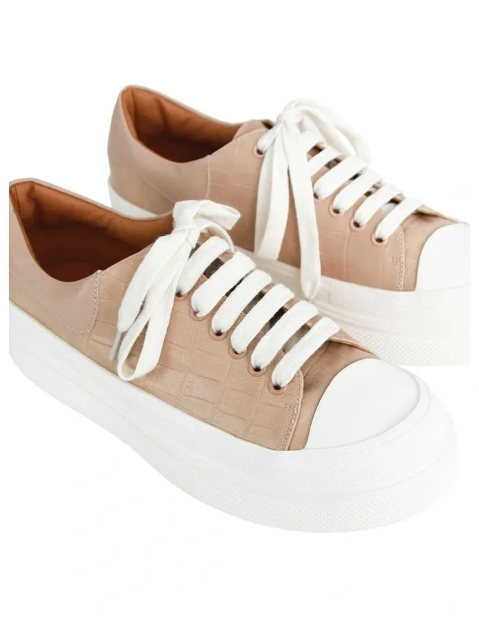 Belle & Bloom Just A Dream Blush Croc Leather Sneaker