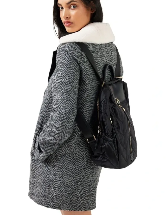 Belle & Bloom Liberty Sherpa Collar Wool Blend Coat in Charcoal