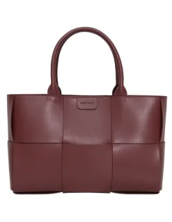 Belle & Bloom Long Way Home Woven Tote Bag in Burgundy