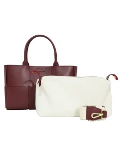 Belle & Bloom Long Way Home Woven Tote Bag in Burgundy