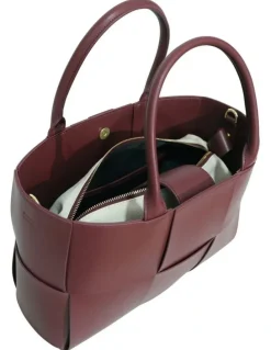 Belle & Bloom Long Way Home Woven Tote Bag in Burgundy