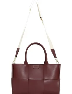 Belle & Bloom Long Way Home Woven Tote Bag in Burgundy