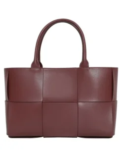 Belle & Bloom Long Way Home Woven Tote Bag in Burgundy