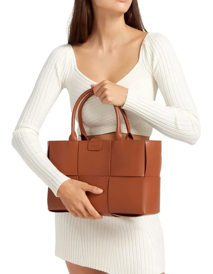 Belle & Bloom Long Way Home Woven Tote in Brown