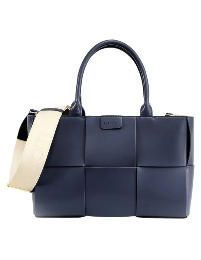 Belle & Bloom Long Way Home Woven Tote Bag in Navy