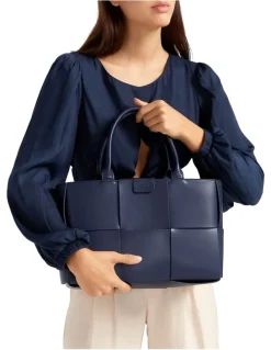 Belle & Bloom Long Way Home Woven Tote Bag in Navy