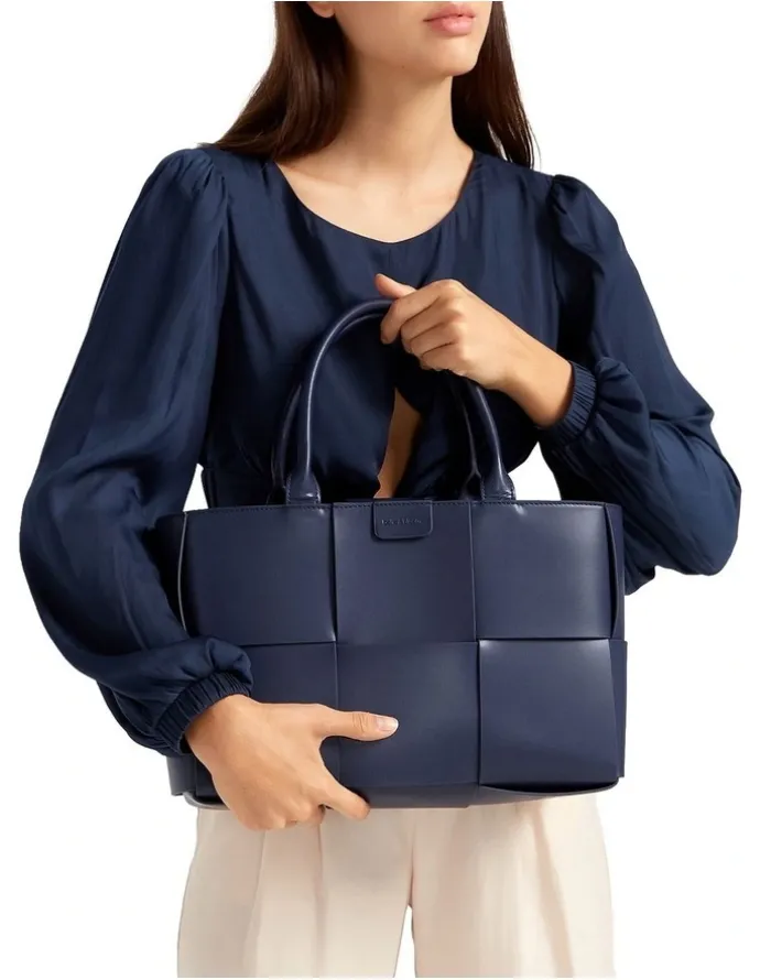 Belle & Bloom Long Way Home Woven Tote Bag in Navy