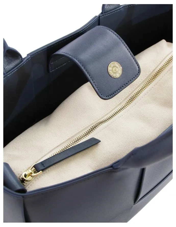 Belle & Bloom Long Way Home Woven Tote Bag in Navy
