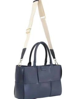 Belle & Bloom Long Way Home Woven Tote Bag in Navy