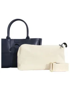 Belle & Bloom Long Way Home Woven Tote Bag in Navy
