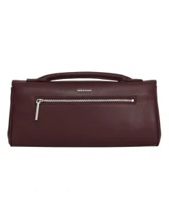 Belle & Bloom Love Boat Leather Clutch Bag in Burgundy