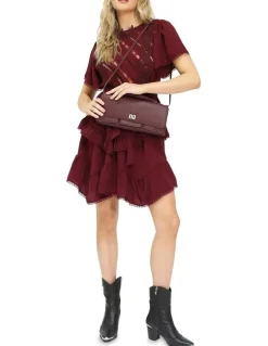 Belle & Bloom Love Boat Leather Clutch Bag in Burgundy