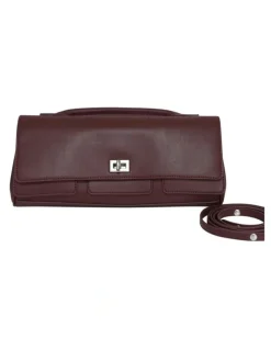 Belle & Bloom Love Boat Leather Clutch Bag in Burgundy
