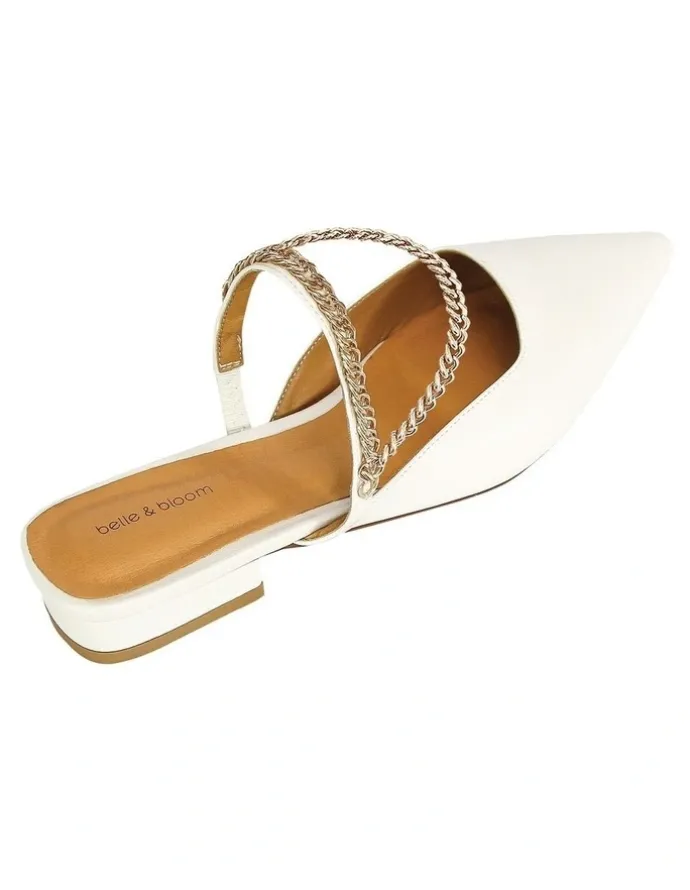Belle & Bloom On The Go Leather Flat in Cream