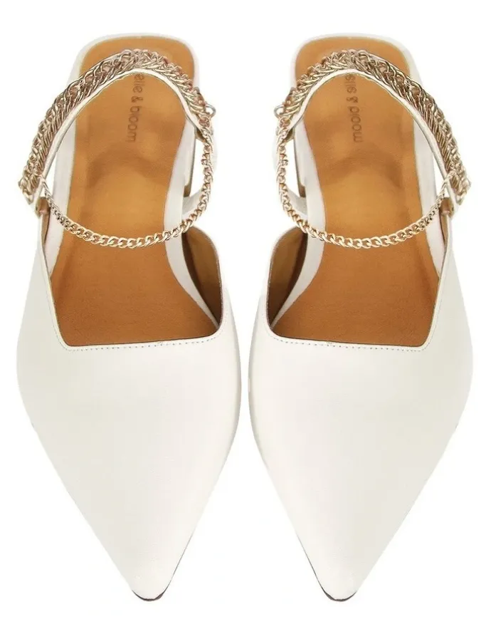Belle & Bloom On The Go Leather Flat in Cream
