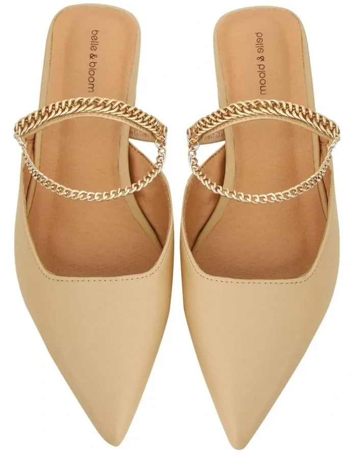 Belle & Bloom On The Go Leather Chain Sand Flat