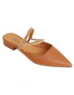Belle & Bloom On The Go Leather Chain Camel Flat