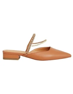 Belle & Bloom On The Go Leather Chain Camel Flat