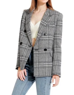 Belle & Bloom Piccadilly Plaid Blazer in Grey