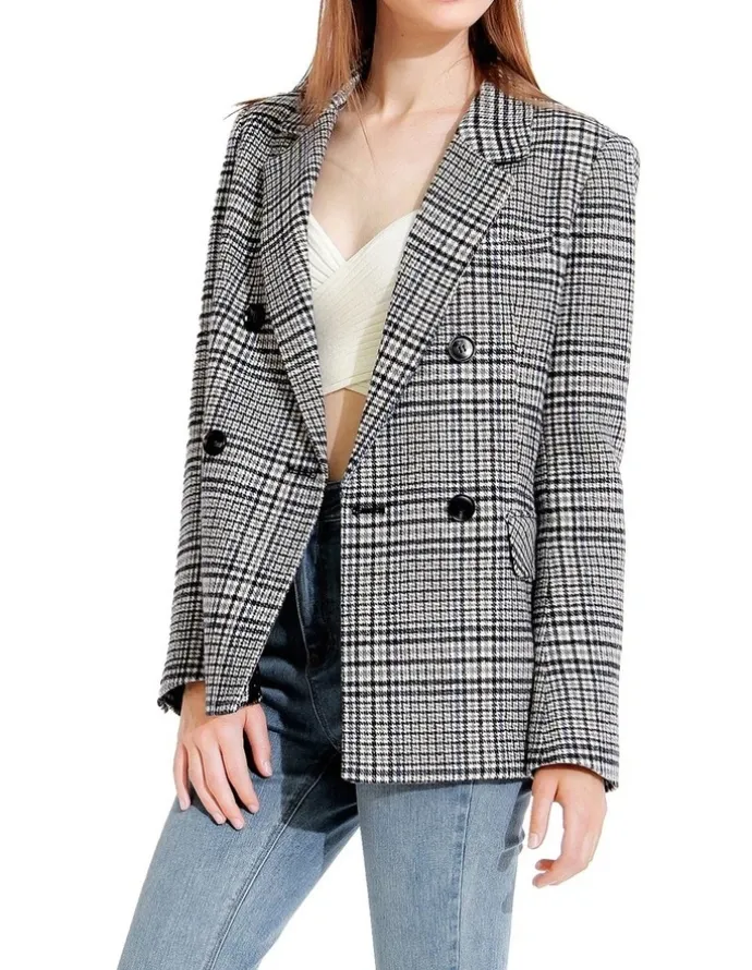 Belle & Bloom Piccadilly Plaid Blazer in Grey