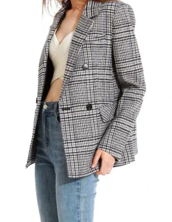 Belle & Bloom Piccadilly Plaid Blazer in Grey