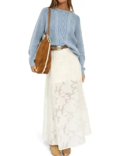 Belle & Bloom Play It Cool Coupe Maxi Skirt in Cream