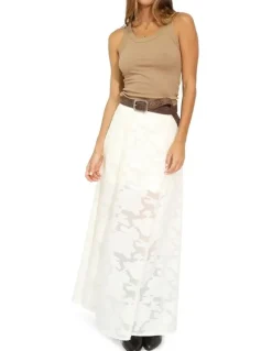 Belle & Bloom Play It Cool Coupe Maxi Skirt in Cream