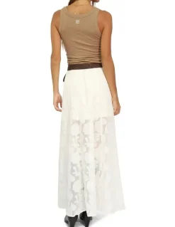 Belle & Bloom Play It Cool Coupe Maxi Skirt in Cream
