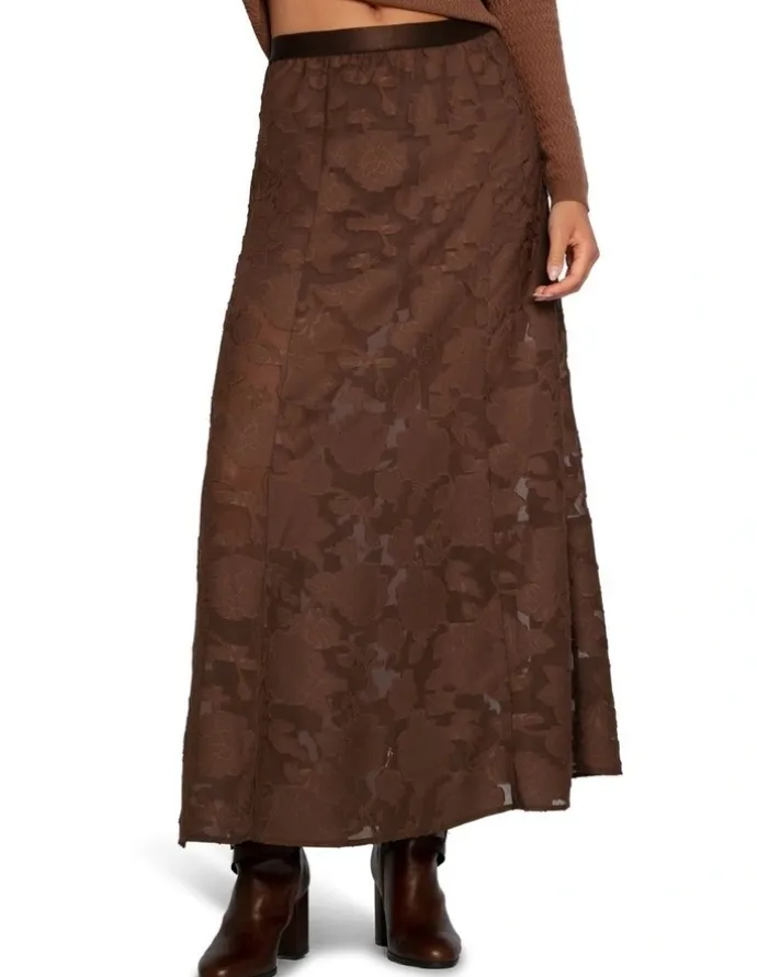 Belle & Bloom Play It Cool Coupe Maxi Skirt in Chocolate